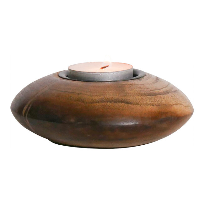 Mars & More windlicht mango hout 11x11x4cm