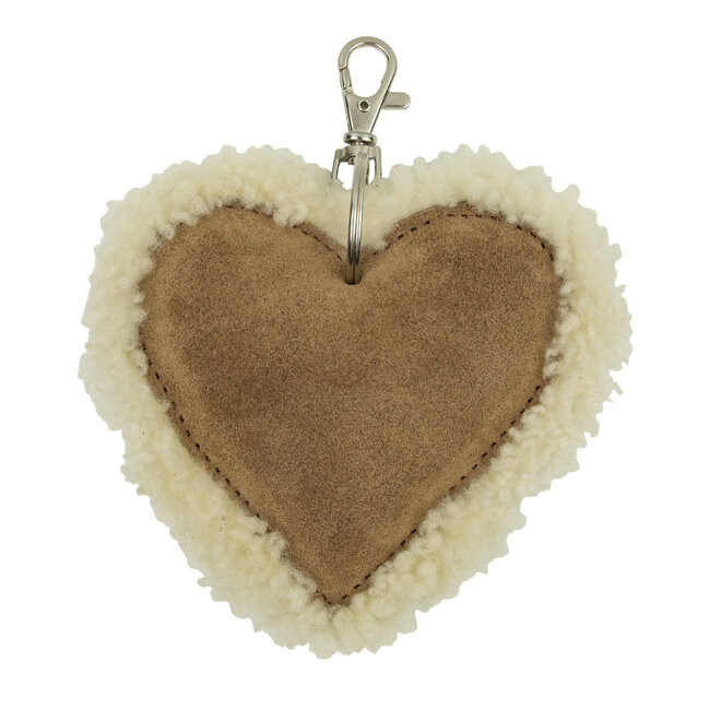 Mars & More schaap wit sleutelhanger hart leer 10cm