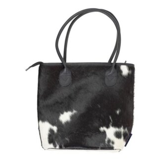 Mars & More handtas koehuid zwart/wit 30cm*