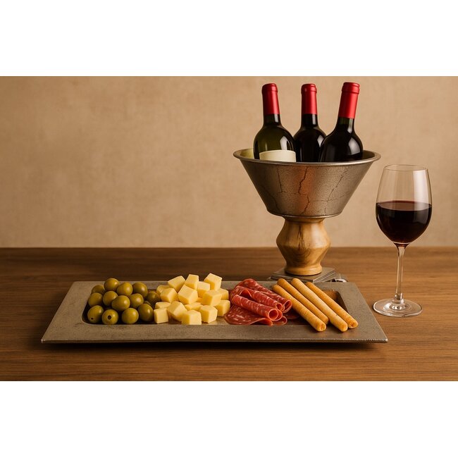 Mars & More Wijnkoeler zilver hout h38,5 d38