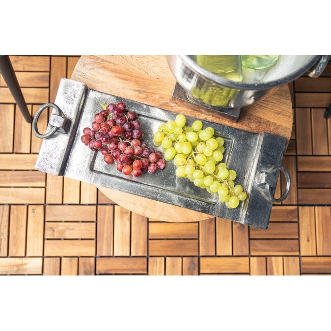 Mars & More Dienblad met handgrepen ijzer zilver h6 46,5x18,5