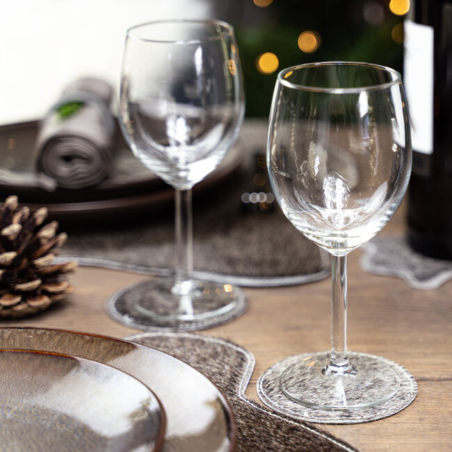 Mars & More onderzetter koehuid rond grijs 10cm (set of 4)