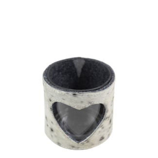 Mars & More windlicht koe hart zwart/wit 10cm