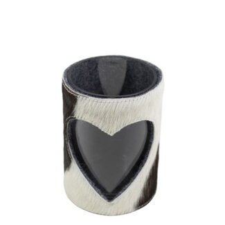 Mars & More windlicht koe hart zwart/wit 15cm