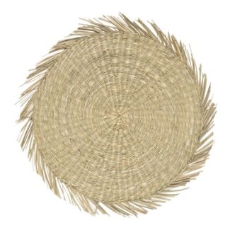 Mars & More zeegras placemat rond naturel franjes 38cm