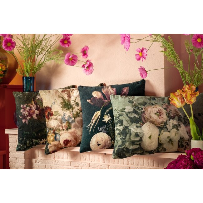 Mars & More kussen fluweel bloemen 3 45x45cm