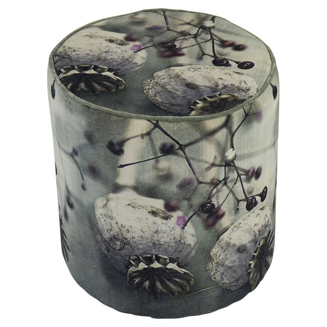 Mars & More poef fluweel natuur papaver 40x40x45cm*