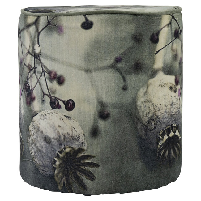 Mars & More poef fluweel natuur papaver 40x40x45cm*