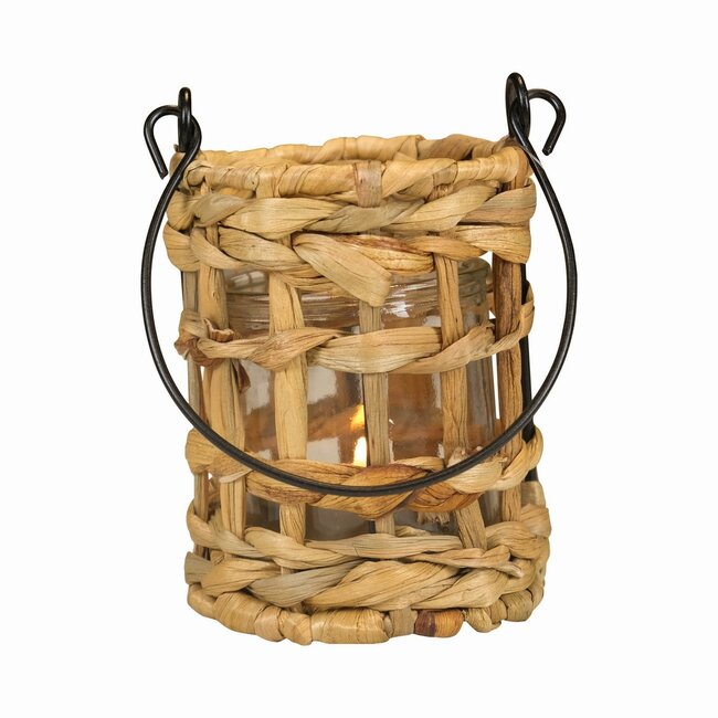 Mars & More waterhyacinth windlicht ruit hang 12cm