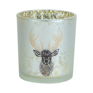 Mars & More Theelichthouder hert gouden gewei groot 8cm gouden gewei klein 8cm