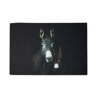 Mars & More Deurmat Zwart ezelin met veulen 75x50cm