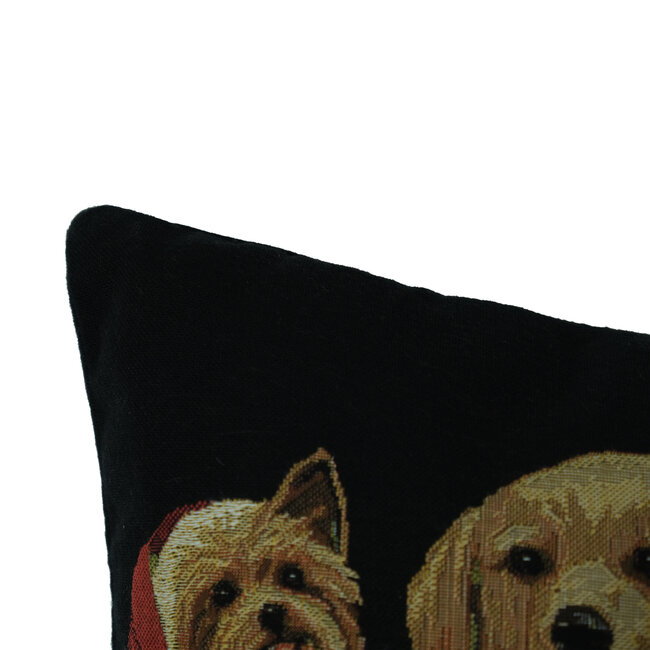 Mars & More gobelin kussen kerst honden zwart 30x45cm