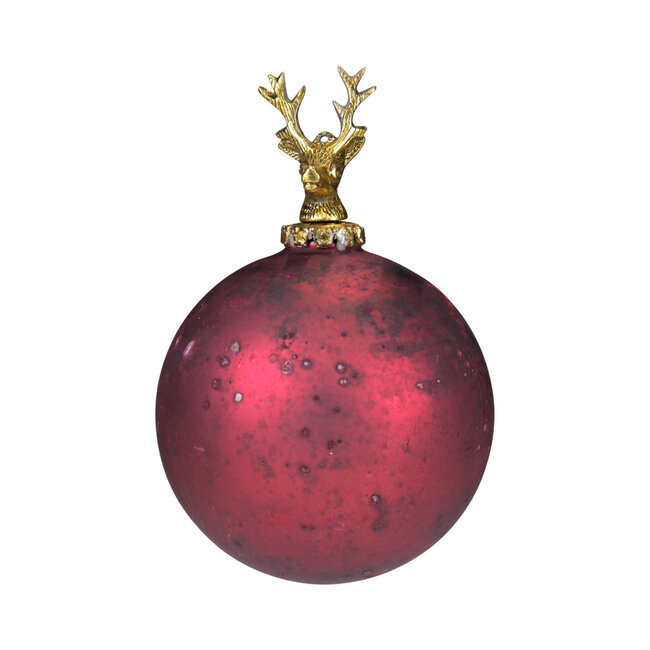Mars & More decoratie bal hert antiek rood 12cm