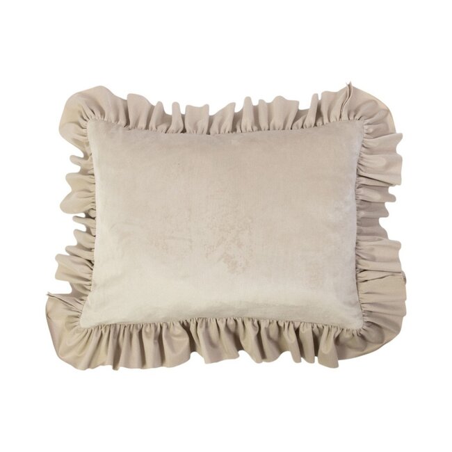 Mars & More kussen fluweel rouche champagne 35x45cm