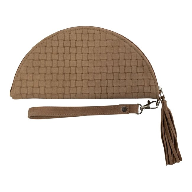 Mars & More Portemonnee halve maan geweven bruin 15cm (bos taurus taurus)