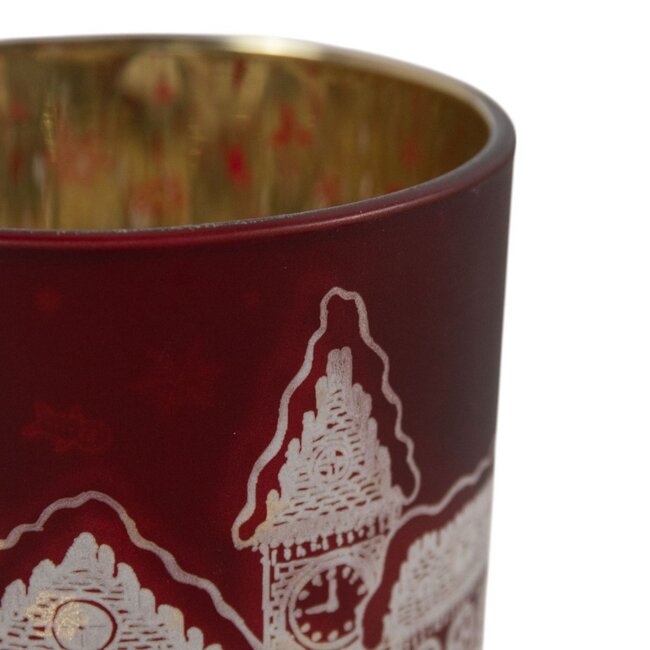 Mars & More Theelichthouder huizen rood medium 12cm