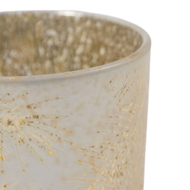 Mars & More Theelichthouder bladeren goud groot 18cm