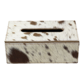 Mars & More tissuebox koehuid bruin/wit 25x14x9cm