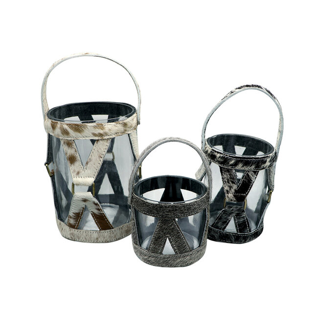 Mars & More *windlicht koe hengsel zwart/wit 15cm*