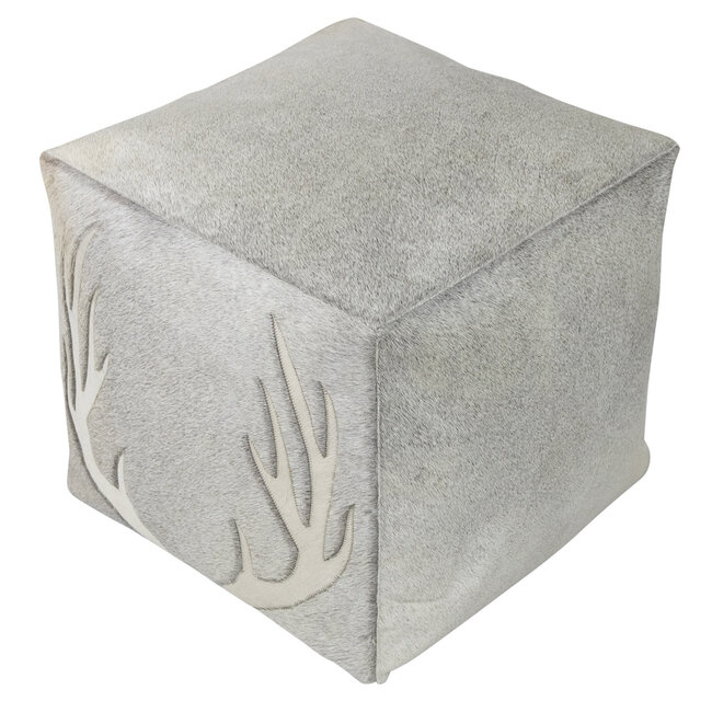 Mars & More poef koehuid vierkant gewei grijs 45x45x45cm