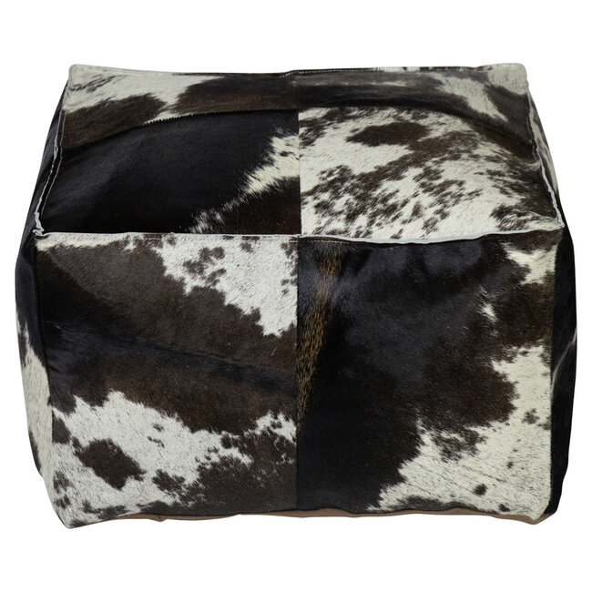 Mars & More poef koehuid vierkant bruin/wit 50x50x30cm