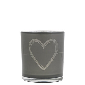 Mars & More Theelichthouder hart grijs klein 8cm