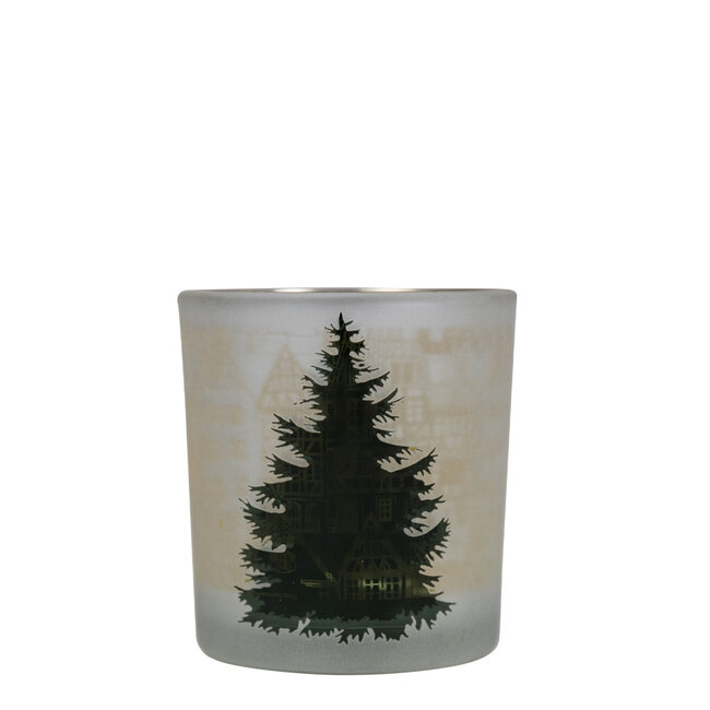 Mars & More Theelichthouder huisjes en dennenboom klein 8cm