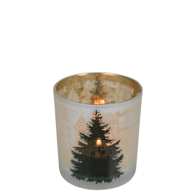 Mars & More Theelichthouder huisjes en dennenboom klein 8cm