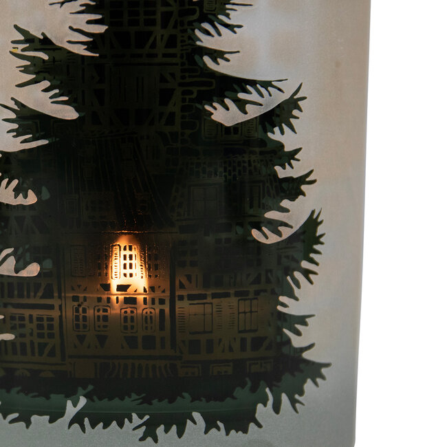 Mars & More Theelichthouder huisjes en dennenboom klein 8cm