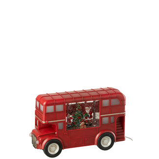 J-Line Bus Led + Muziek Kerstman Plastic Veelkleurig