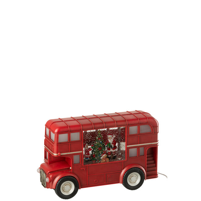 J-Line Bus Led + Muziek Kerstman Plastic Veelkleurig