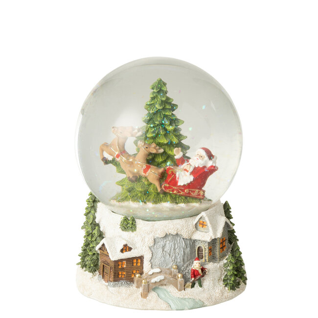 J-Line Waterbol Kerstman Polyresin Veelkleurig