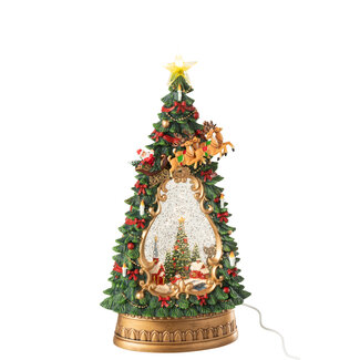 J-Line Kerstboomdorp + lampjes kunststof veelkleurig