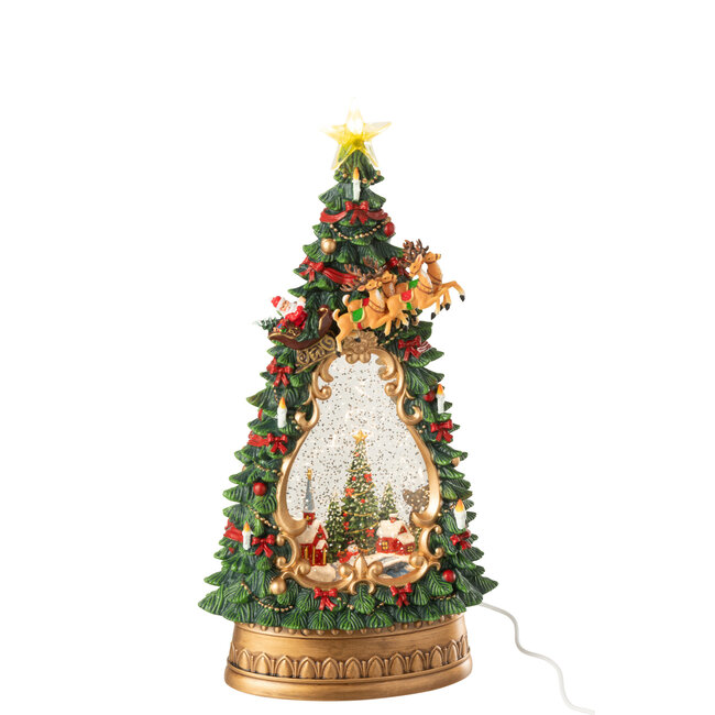 J-Line Kerstboomdorp + lampjes kunststof veelkleurig