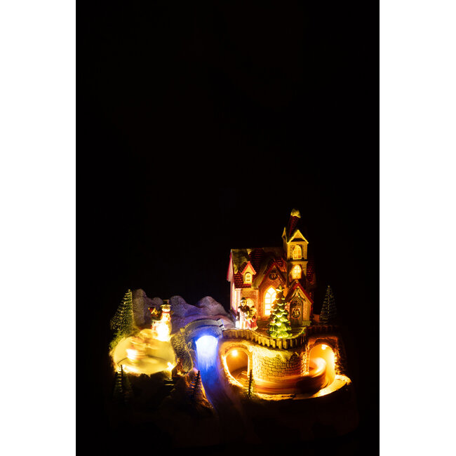 J-Line Dorpstrein + Schaatsen Polyresin Veelkleurig