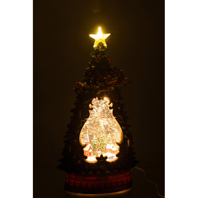 J-Line Kerstboomdorp + lampjes kunststof veelkleurig