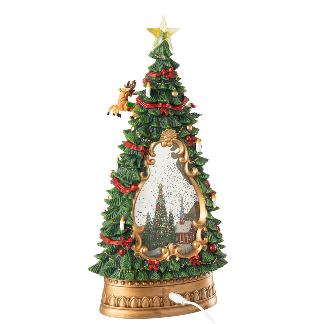 J-Line Kerstboomdorp + lampjes kunststof veelkleurig