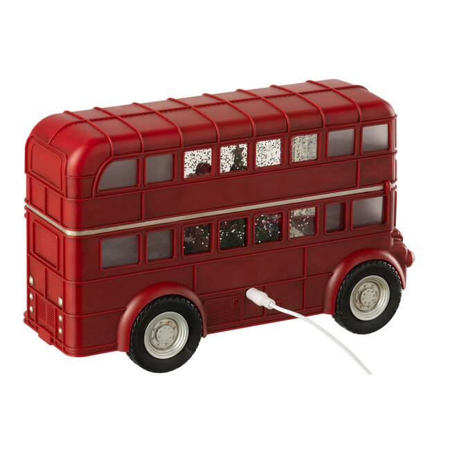 J-Line Bus Led + Muziek Kerstman Plastic Veelkleurig