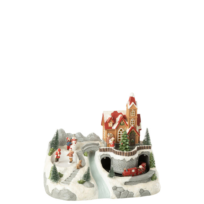 J-Line Dorpstrein + Schaatsen Polyresin Veelkleurig