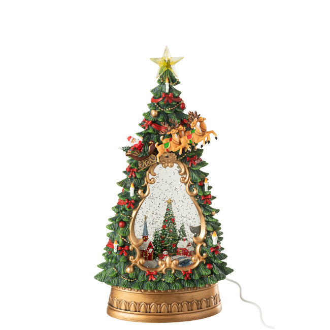 J-Line Kerstboomdorp + lampjes kunststof veelkleurig