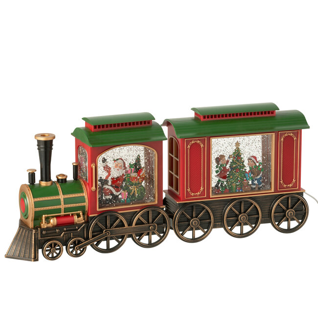 J-Line Trein Led + Muziek Kerstman Plastic Veelkleurig