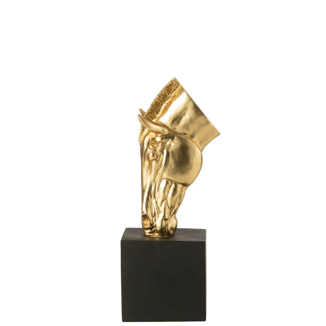 J-Line Paard op voet Polyresin goudkleurig/zwart klein