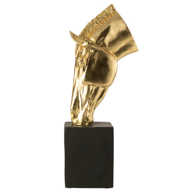 J-Line Paard op voet Mgo goudkleurig/zwart groot