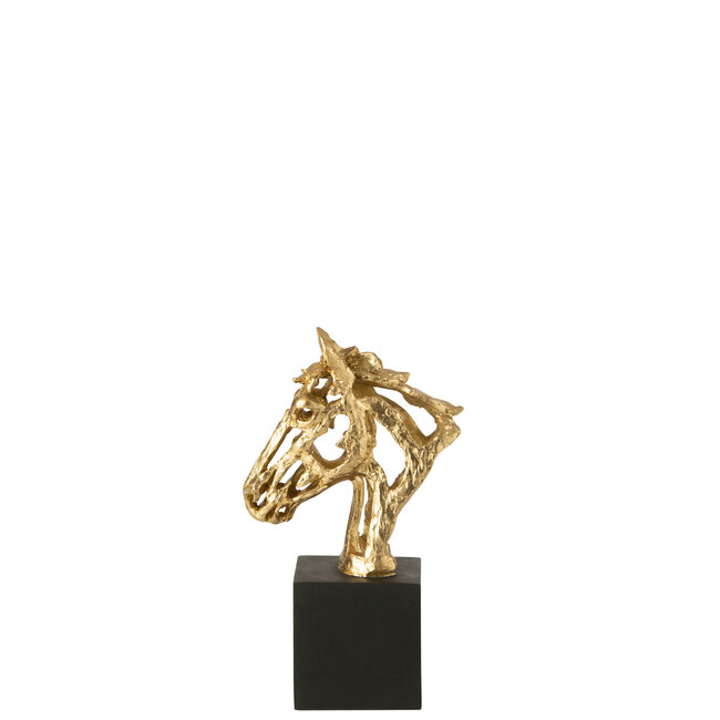 J-Line Paard op voet Polyresin goudkleurig/zwart klein