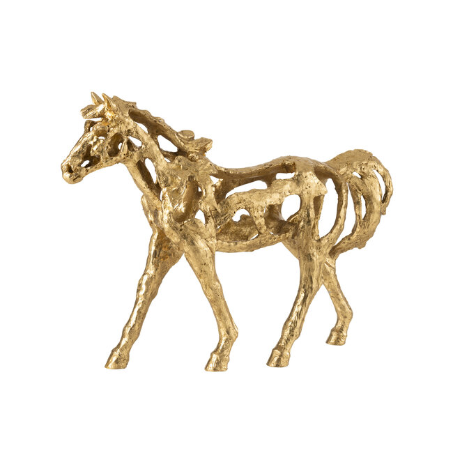 J-Line Paard Rennend Polyresin Goudkleurig Groot