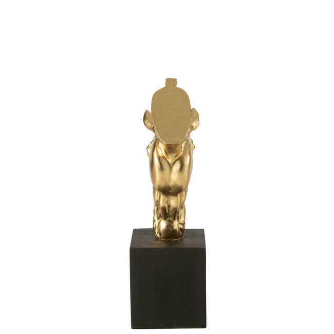 J-Line Paard op voet Polyresin goudkleurig/zwart klein