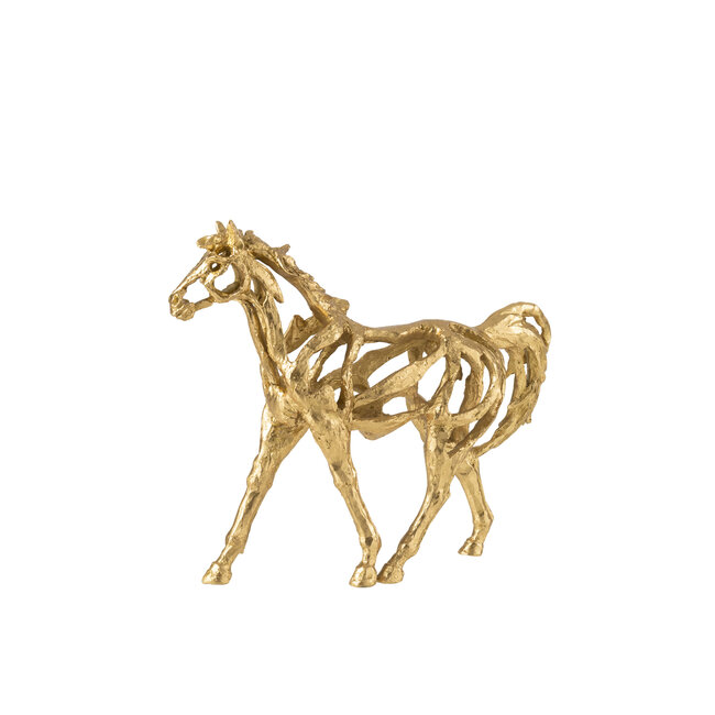 J-Line Paard Rennend Polyresin Goudkleurig Klein