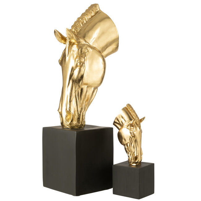 J-Line Paard op voet Mgo goudkleurig/zwart groot