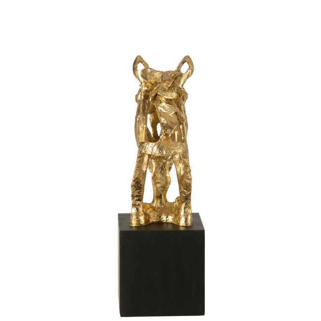 J-Line Paard op voet Polyresin goudkleurig/zwart groot