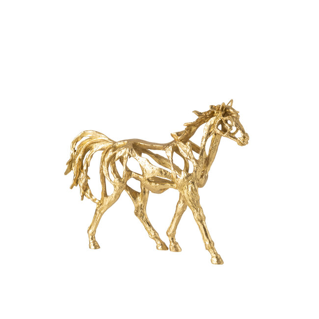 J-Line Paard Rennend Polyresin Goudkleurig Klein